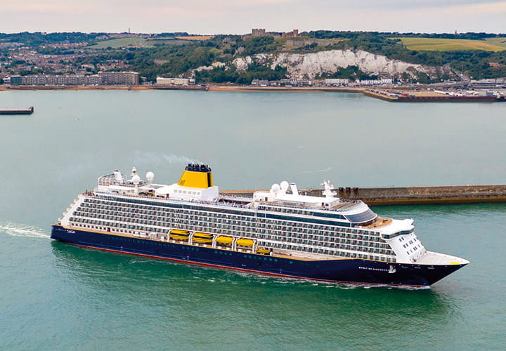 Spirit of Discovery sailing from the port of Dover in Kent, England